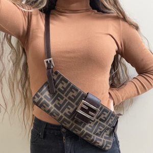 Fendi Brown Zucca Shoulder/ Crossbody Bag